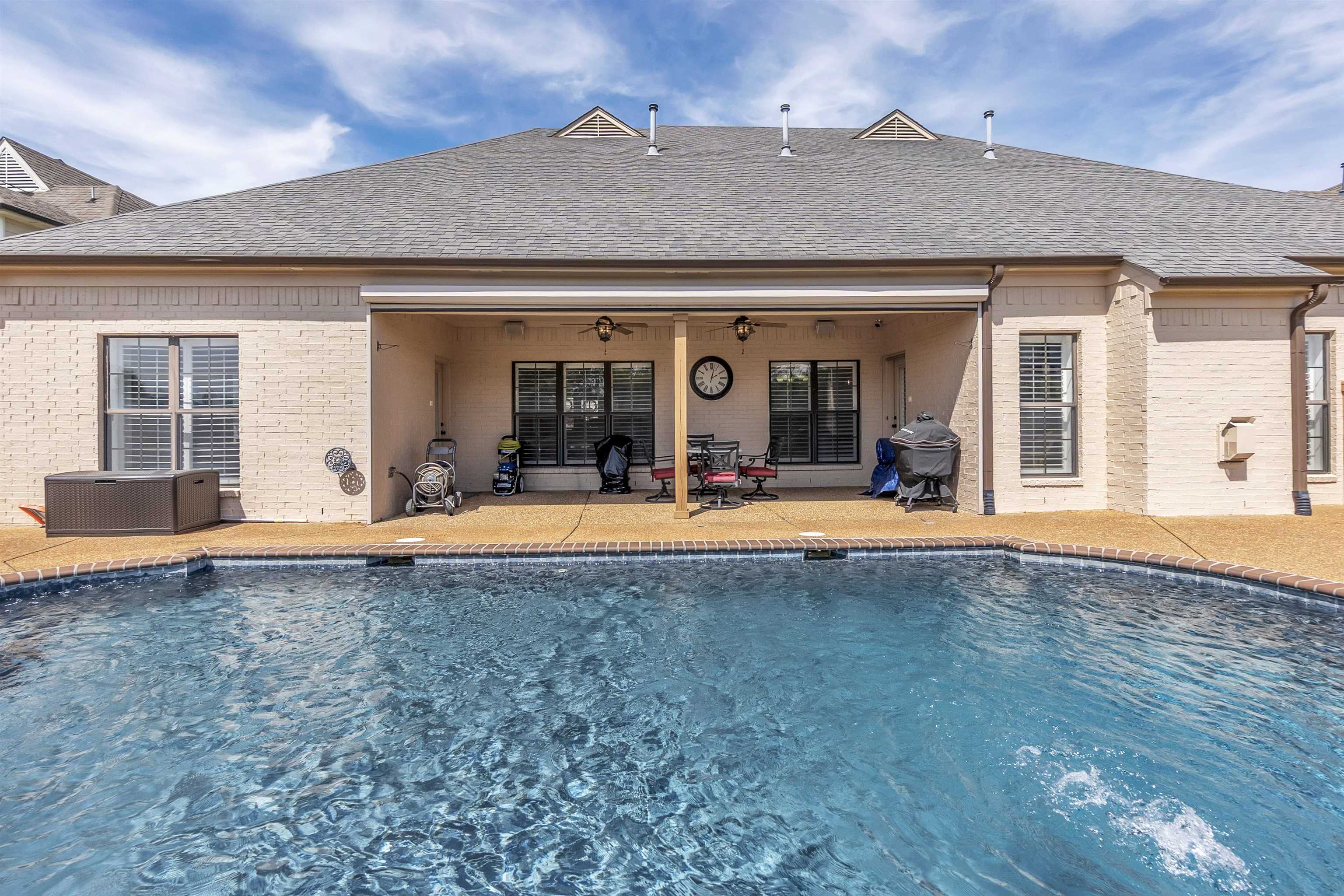 200 Misty Fields Road Oakland, TN 38060 - Photo 34 of 40 Swimming pool featuring a patio area, ceiling fan, and a grill