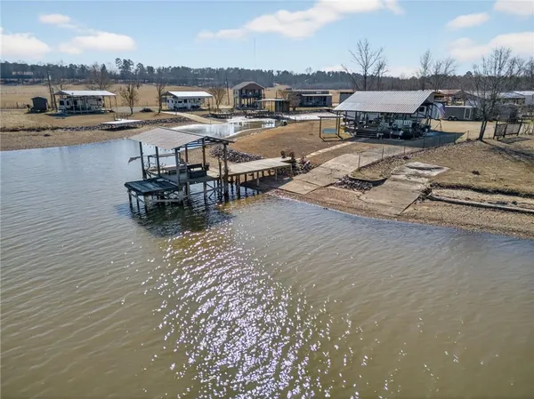 a view of a lake with outdoor space