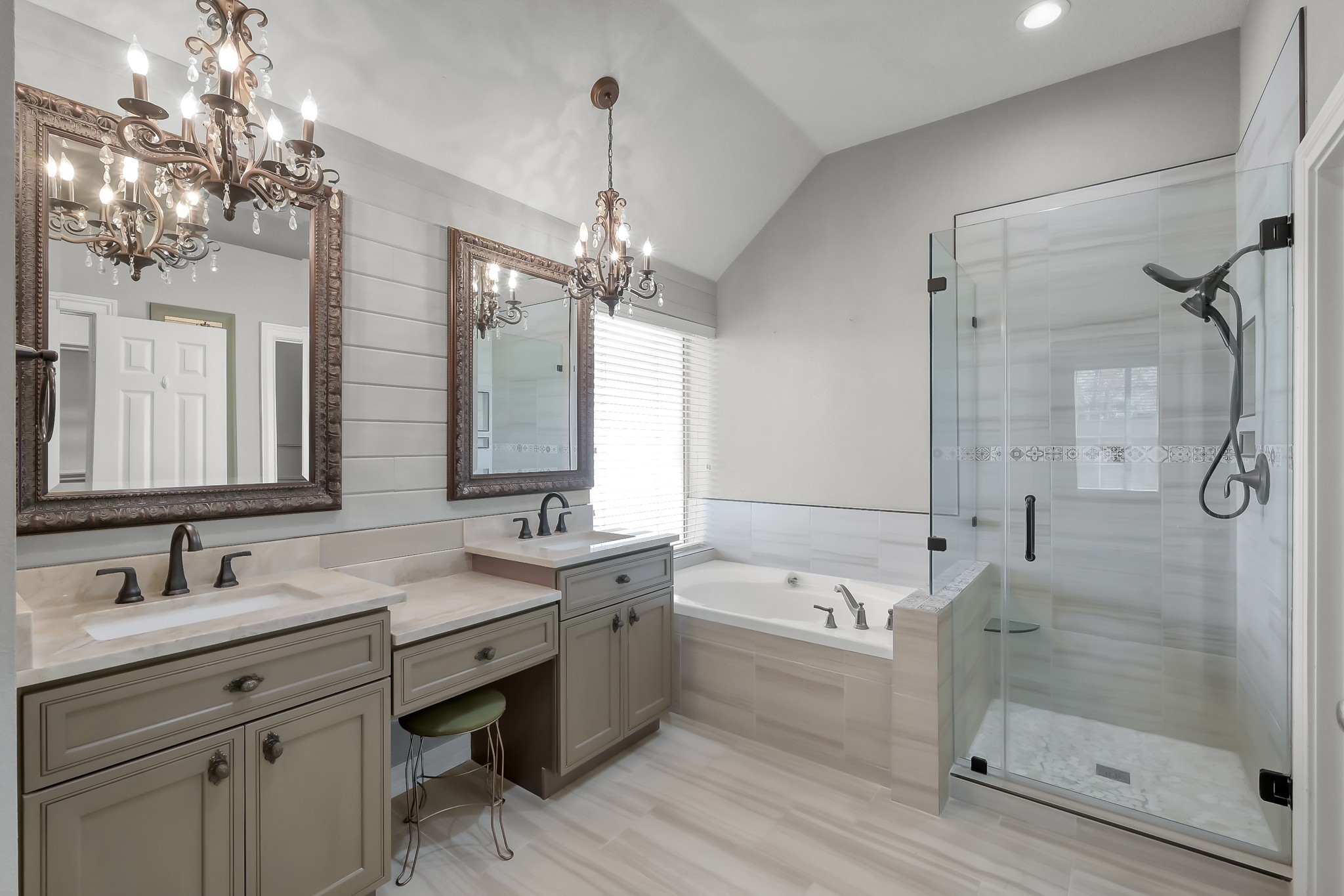 25536 Richards Road Spring, TX 77386 - Photo 26 of 44 Primary Bathroom complete with double sinks, a vanity, a jacuzzi tub and a separate shower!