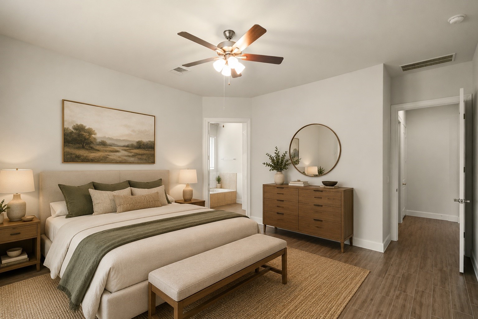 516 Nokota Drive Spring, TX 77382 - Photo 16 of 33 Tons of light and room in this spacious primary bedroom. So many options for art and furniture in this space. Room has been furnished using AI.