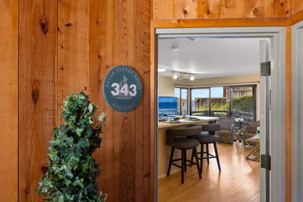 a workspace with wooden floor