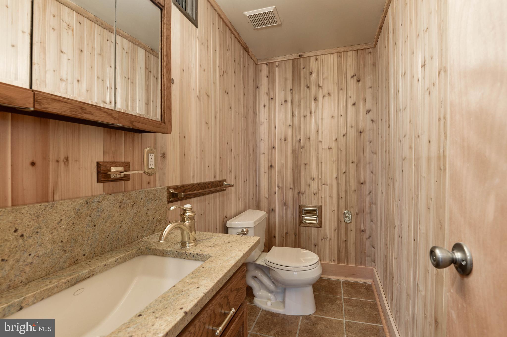 11805 Blue Spruce Road Reston, VA 20191 - Photo 62 of 74 a bathroom with a granite countertop sink a toilet and shower