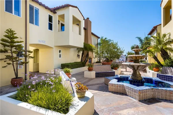 a building outdoor space with patio furniture