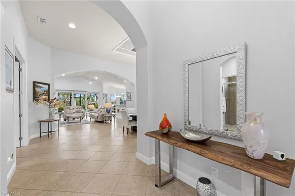 a view of a lobby with furniture and living room