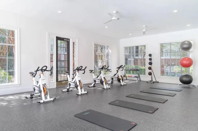 a view of a room with gym equipment