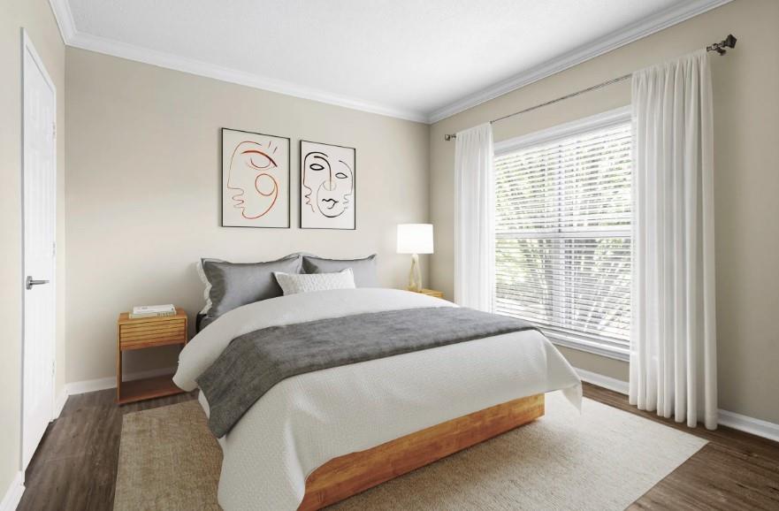 2500 Shallowford Road, Unit 44309 Atlanta, GA 30345 - Photo 9 of 20 a bedroom with a bed and a large window