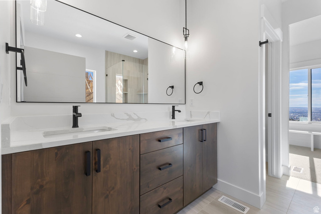 710 East Mountain Road North Ogden, UT 84414 - Photo 15 of 36 Bathroom with walk in shower and double vanity
