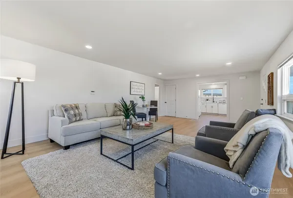 a living room with furniture and a couch
