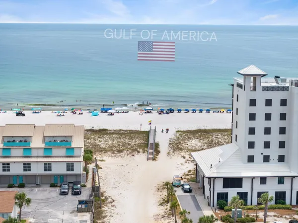 a view of a ocean with a building