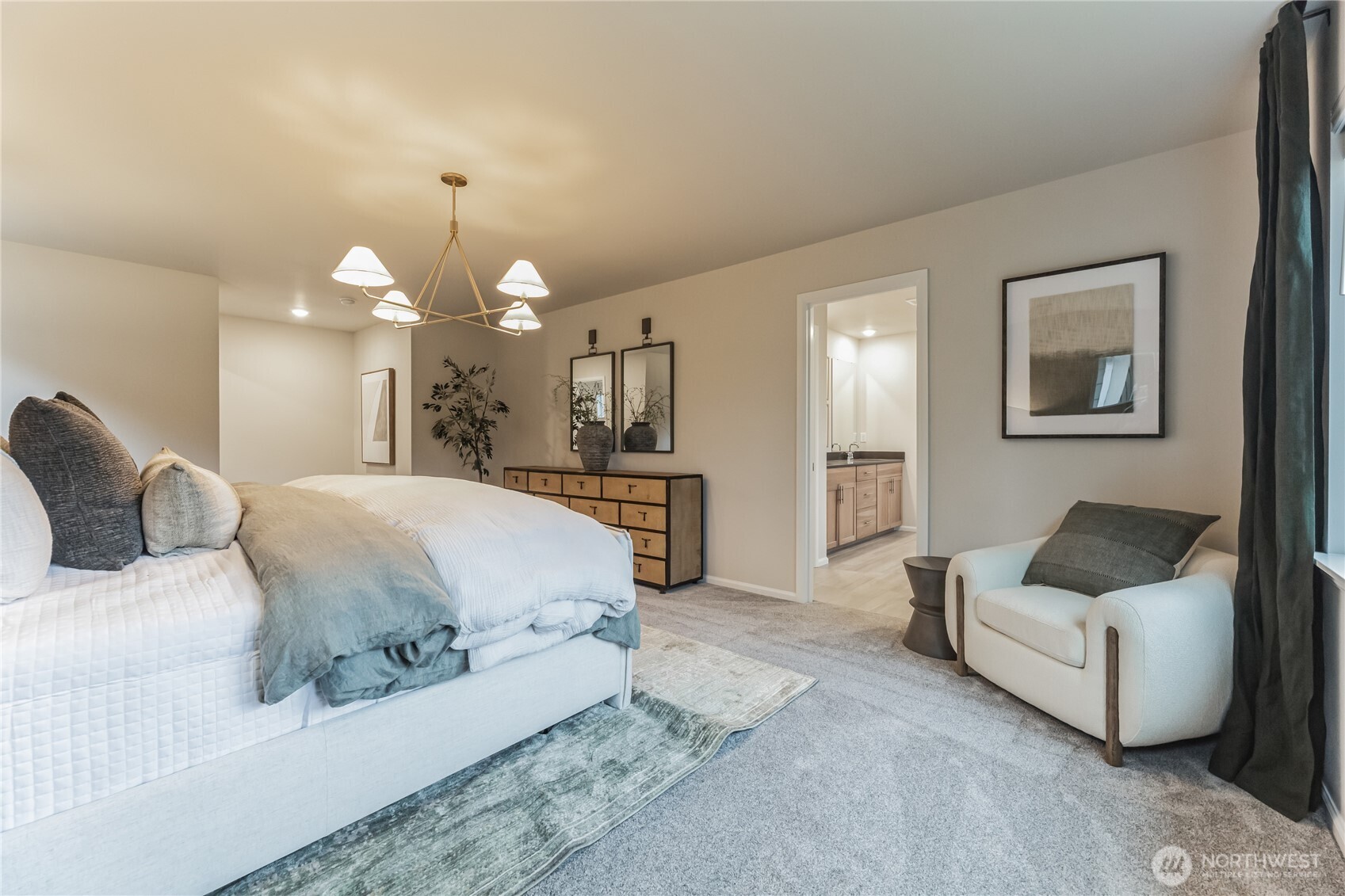13627 60th Avenue West Edmonds, WA 98026 - Photo 18 of 29 a spacious bedroom with a bed and ceiling fan
