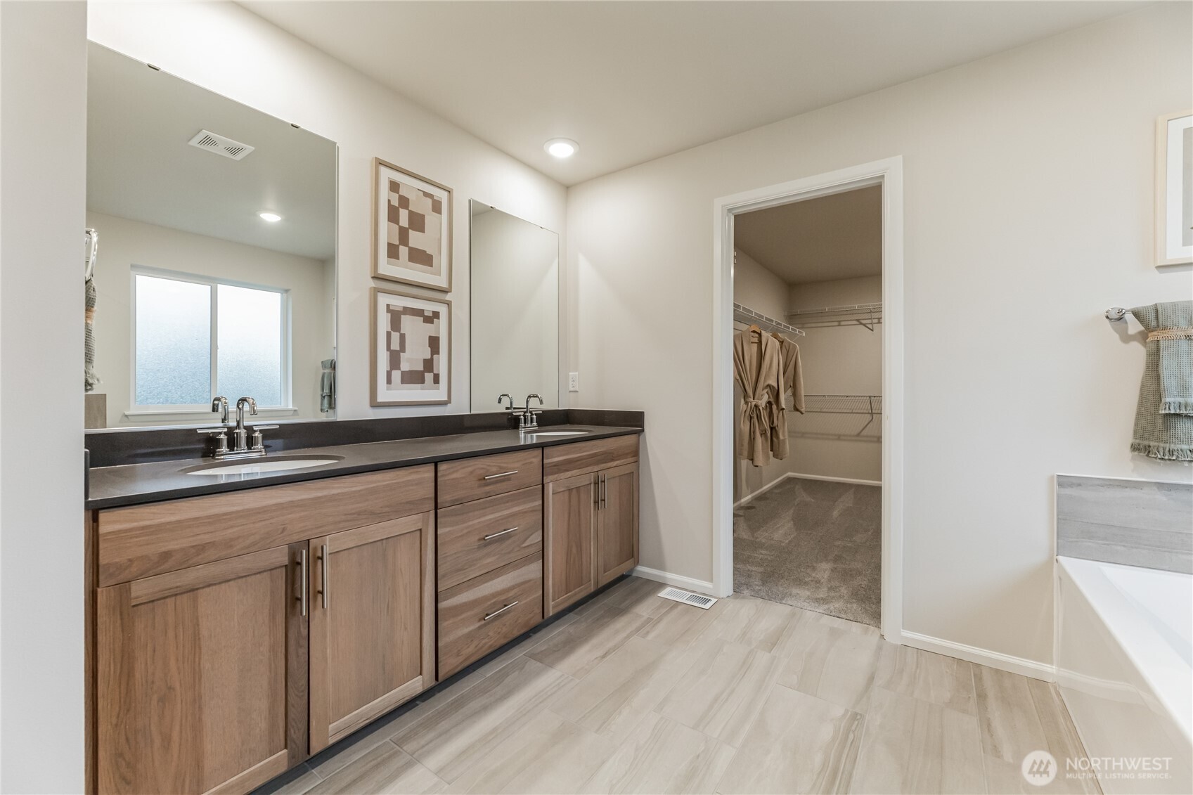 13627 60th Avenue West Edmonds, WA 98026 - Photo 19 of 29 a spacious bathroom with a granite countertop sink mirror and