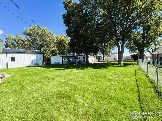 a view of a house with a big yard potted plants and large tree