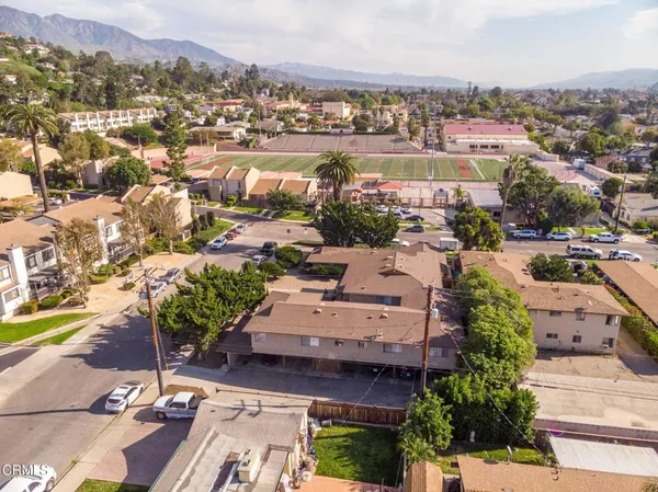 an aerial view of a house