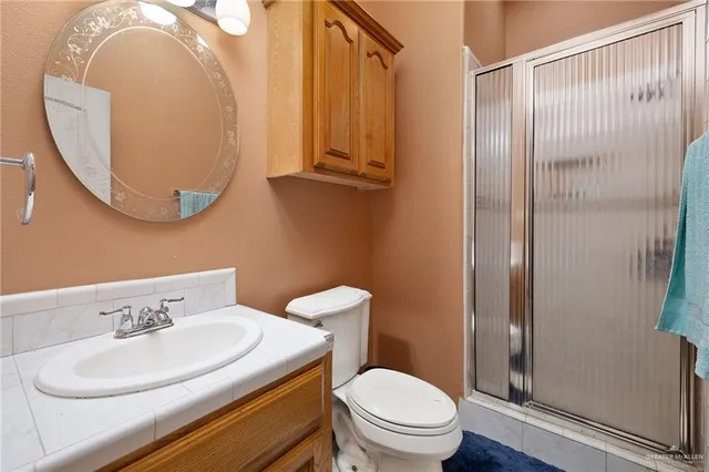 a bathroom with a sink a mirror and a toilet