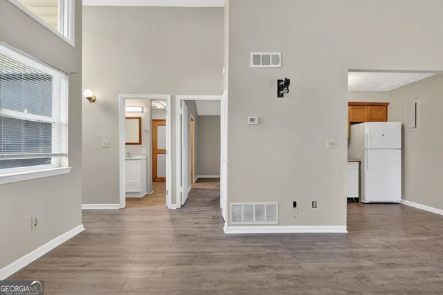 a bathroom with a sink and vanity