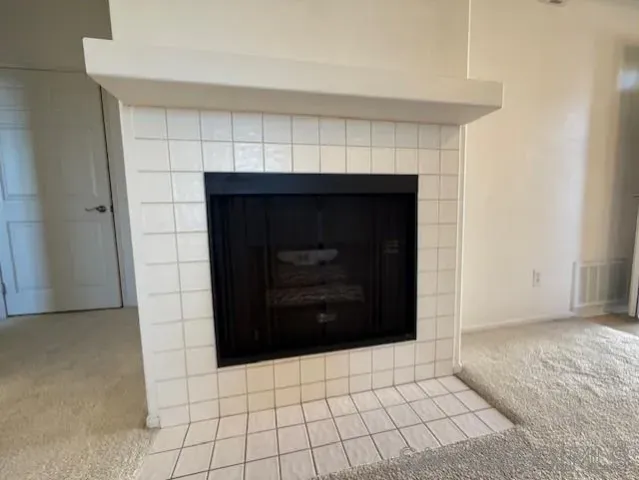 a room with fireplace