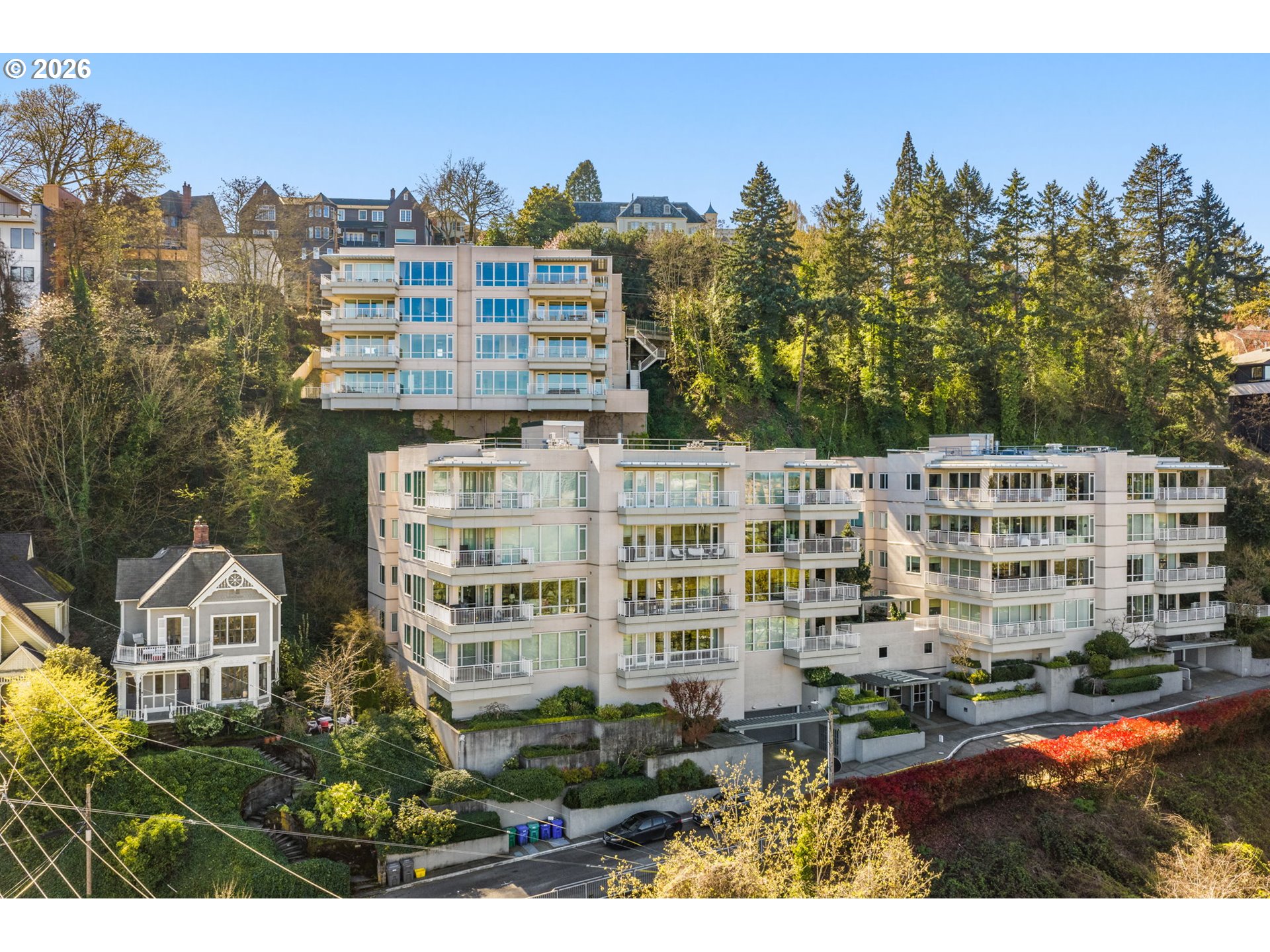 a view of a city with tall buildings