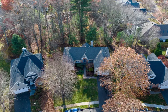 an aerial view of lake and mountain view