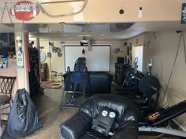 a room with gym equipment