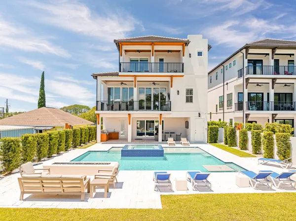 a front view of a building with street view