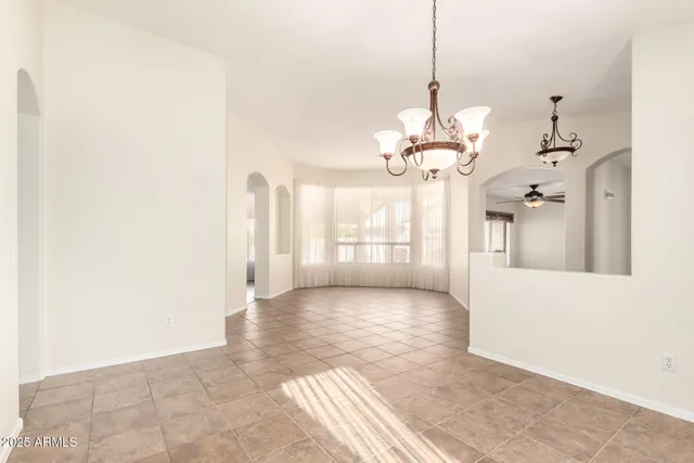 a view of a chandelier in a room