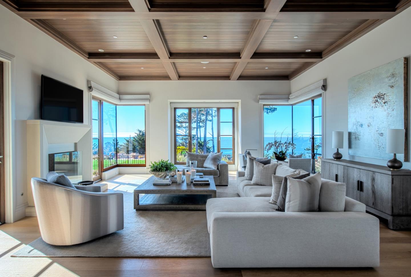 1231 Padre Lane Pebble Beach, CA 93953 - Photo 12 of 41 a living room with fireplace furniture and a flat screen tv