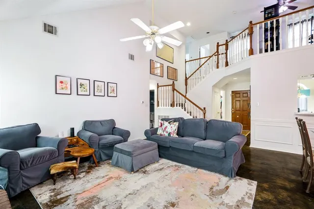 a living room with furniture