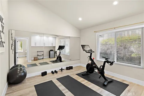 a view of a room with gym equipment