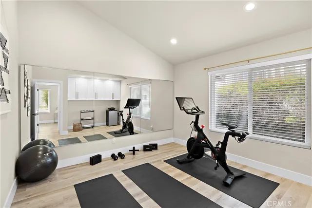 a view of a room with gym equipment