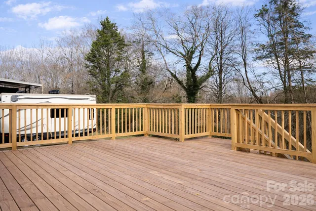 a view of a wooden deck