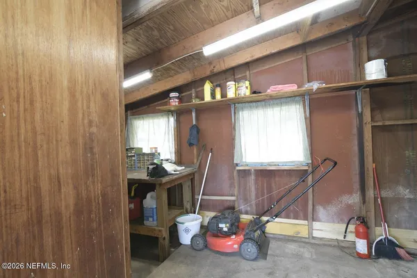 a room with gym equipment