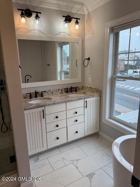 125 Hamilton Avenue, Unit 2 Greenwich, CT 06830 - Photo 9 of 20 a bathroom with a granite countertop sink and a mirror