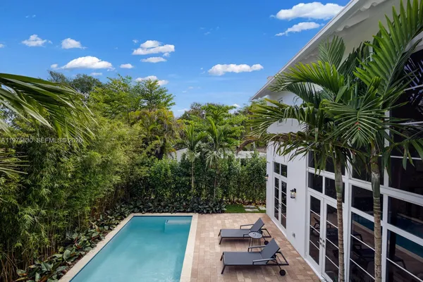 a view of a yard with plants