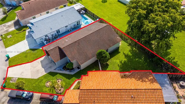 an aerial view of a house