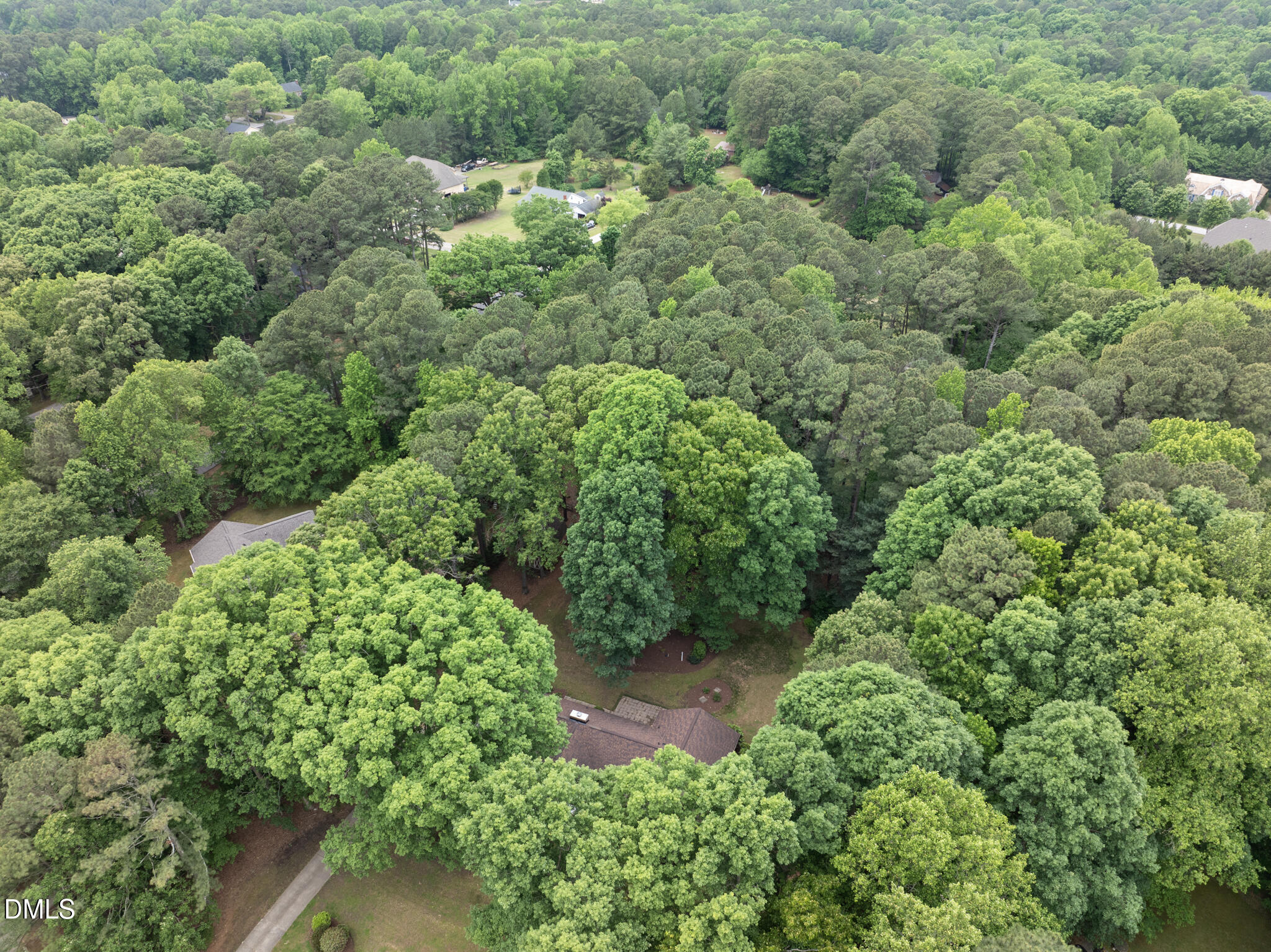 3404 Timberwood Court Raleigh, NC 27606 - Photo 36 of 45 an aerial view of residential house with outdoor space and trees all around