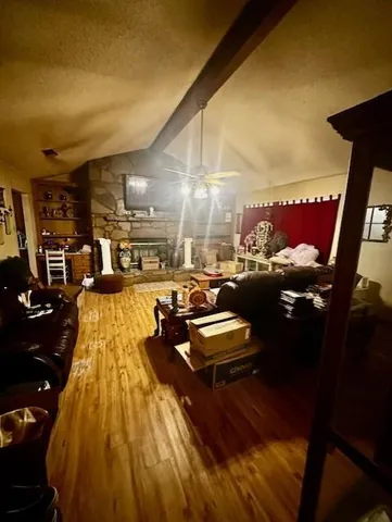 a view of a living room and a kitchen