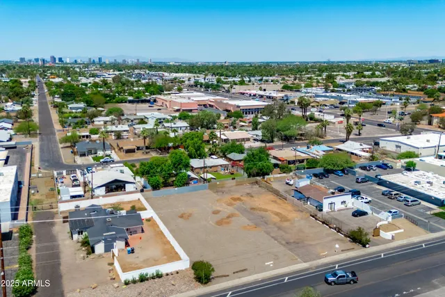 a view of a city with a lake
