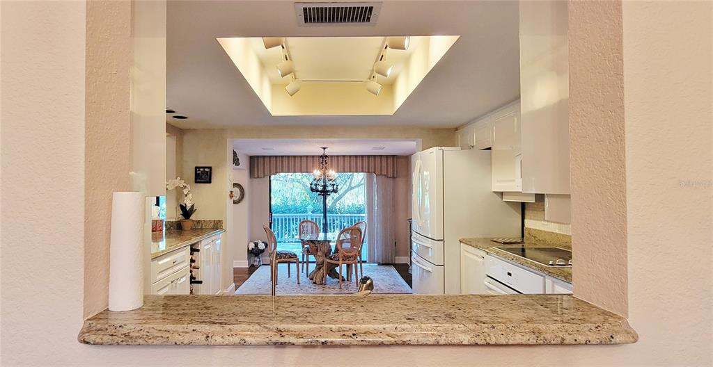 1004 Old Mill Pond Road Palm Harbor, FL 34683 - Photo 20 of 48 a view of a living room with a floor to ceiling window and kitchen view