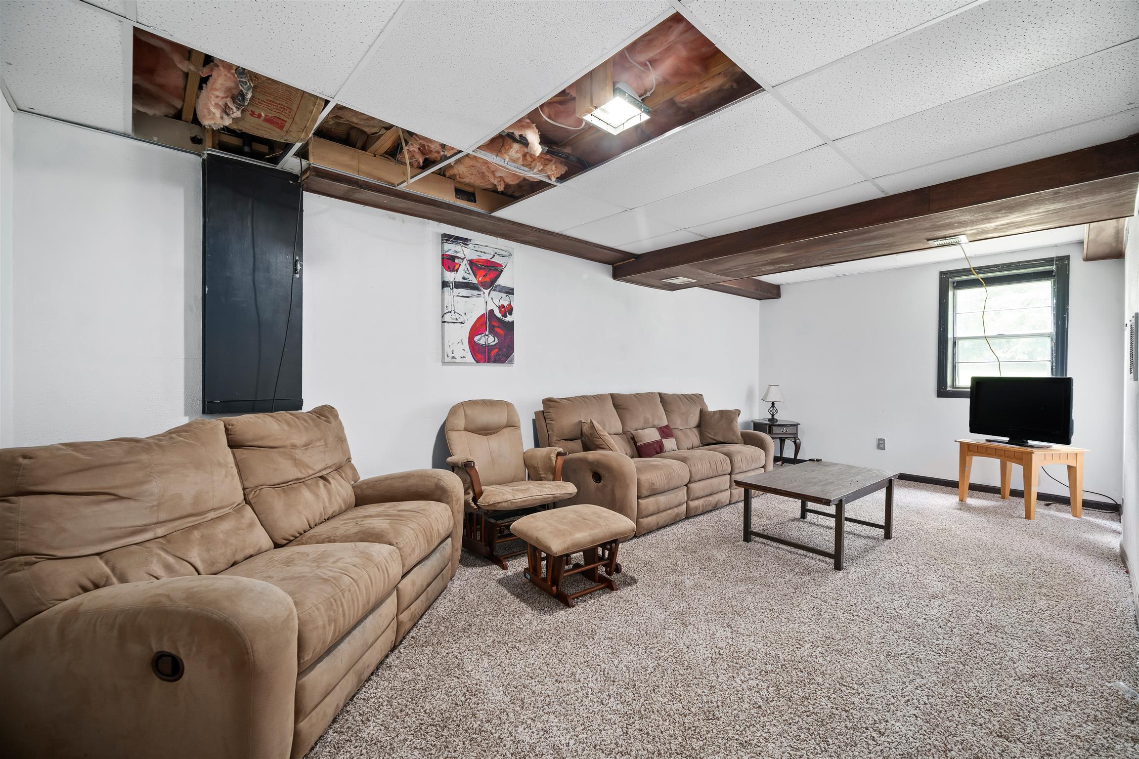 272 Shiloh Road Clarksville, TN 37042 - Photo 23 of 28 Finished Basement Rec Room (ceiling tiles have been repaired)