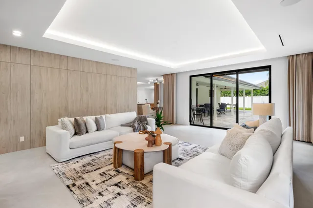 a view of a room with shelves