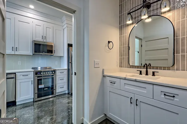 a room with furniture a window and a table