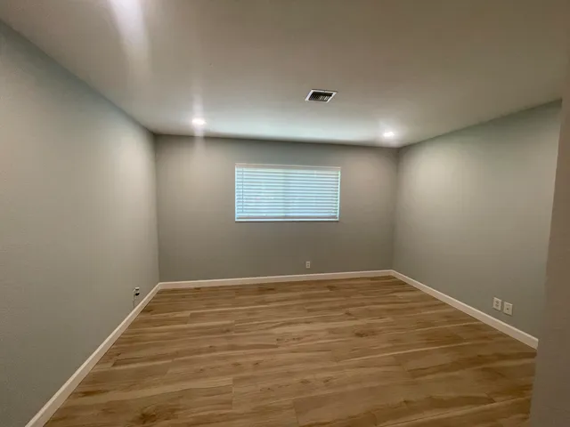 an empty room with a workbench