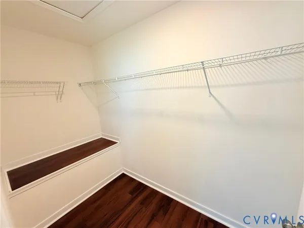 a view of a room with racks on the wall