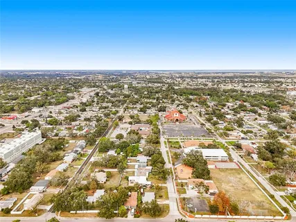 an aerial view of residential building with parking space