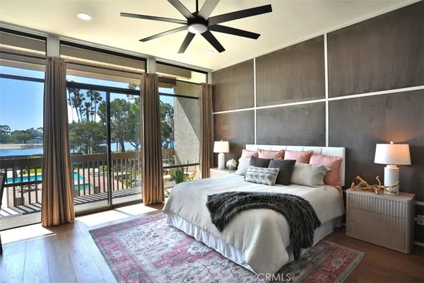 a bedroom with a bed and a walk in closet