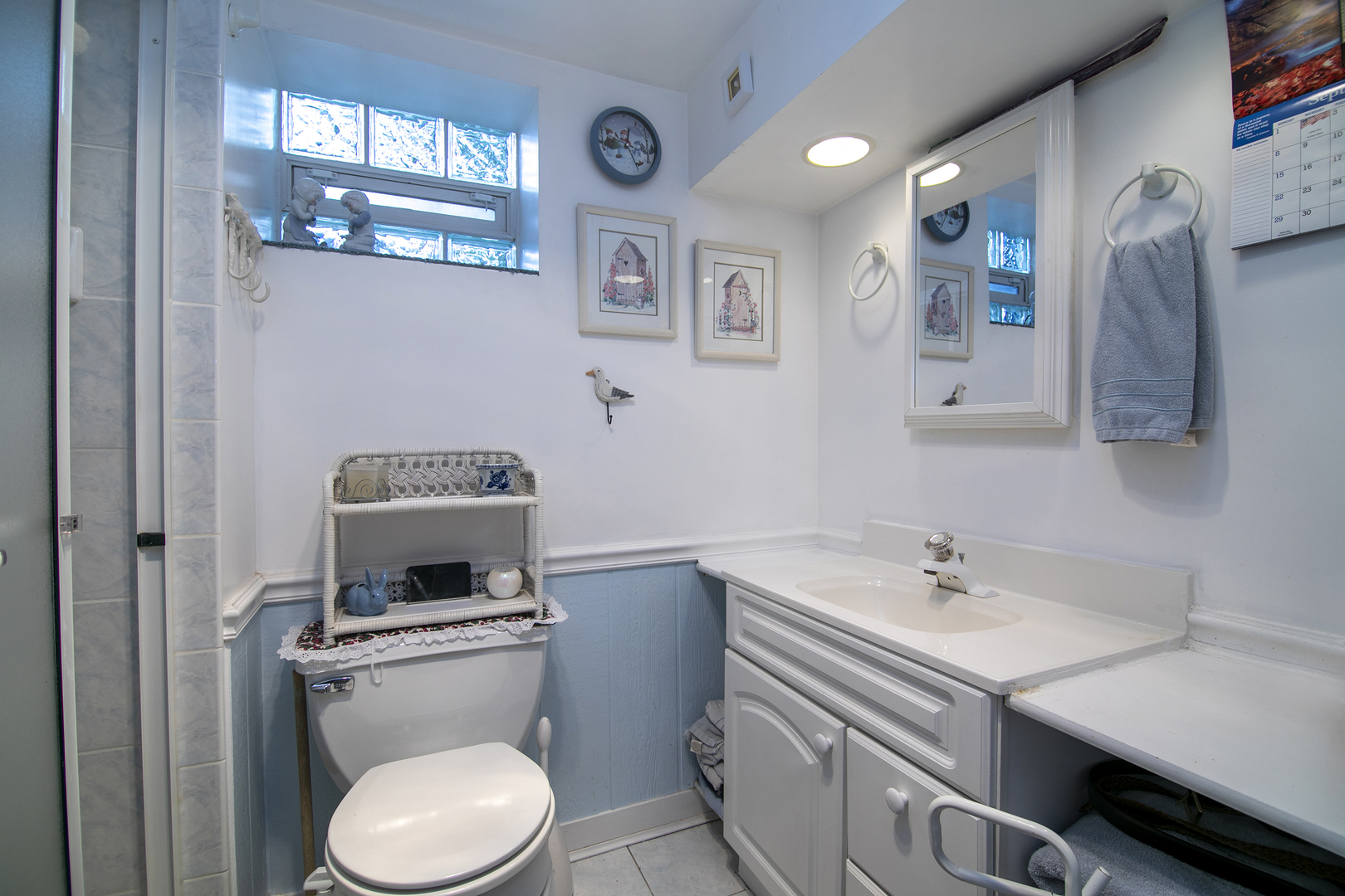 1707 Evergreen Road Homewood, IL 60430 - Photo 16 of 22 a bathroom with a toilet a sink and a mirror