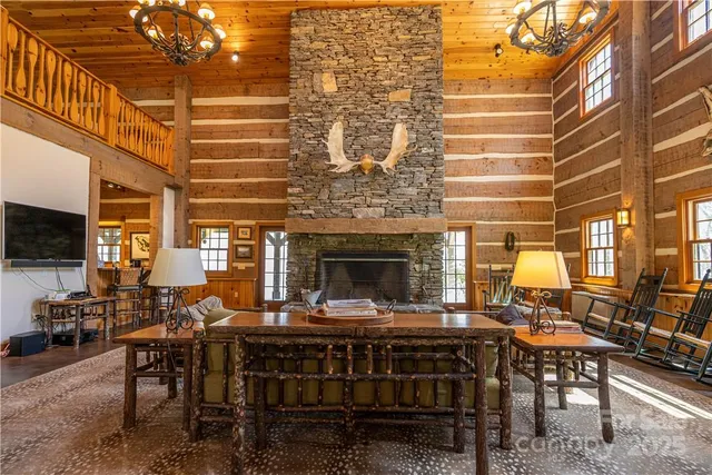 a living room with furniture