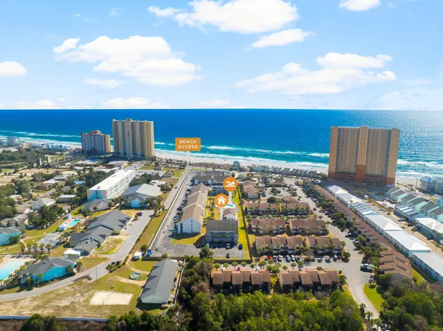 an aerial view of multiple house
