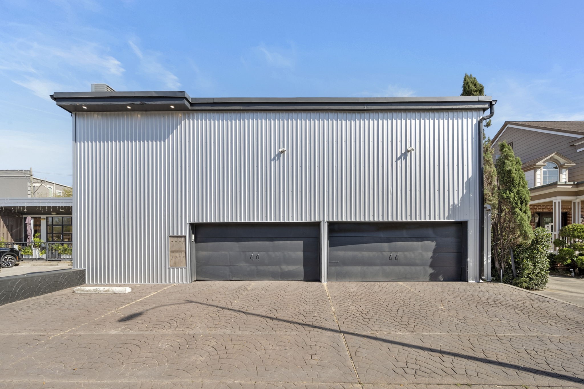 a front view of a house with a garage