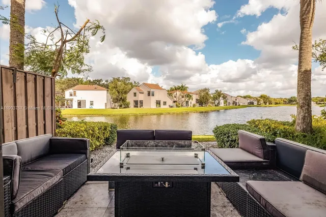 a view of a terrace with couches